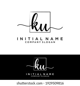 KU Initial letters, handwriting signature logo.