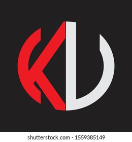 KU Initial Logo design Monogram Isolated on black background