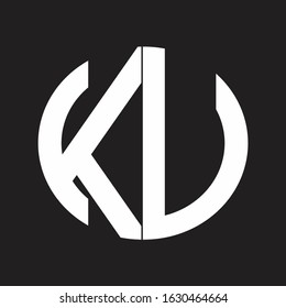KU Initial Logo design Monogram Isolated on black and white