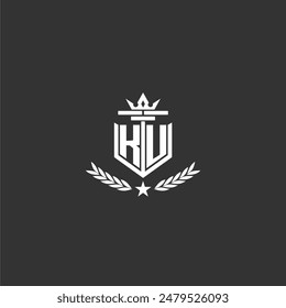 KU initial monogram brand logo design for crown vector image