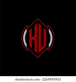 KU erstes Monogramm-Logo für Gaming mit Gemoterline-Formdesign auf isoliertem Hintergrund