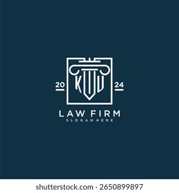 KU initial monogram logo for lawfirm with pillar design in creative square