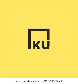 KU initial monogram logo with square style design