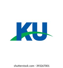 KU initial overlapping swoosh letter logo blue green