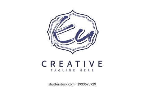 KU Initials, handwriting logo vector