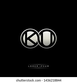 KU K U initial letter linked circle capital monogram logo modern template silver color edition