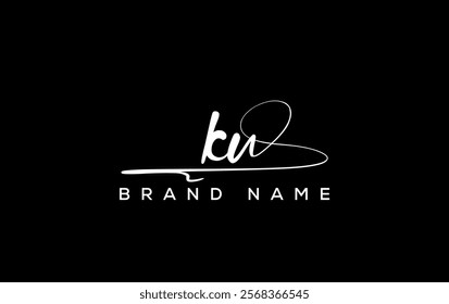 Ku letter beauty handwriting vector logo. 