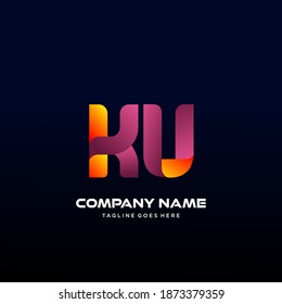 KU Letter initial Logo Vector With colorful, logo for media business