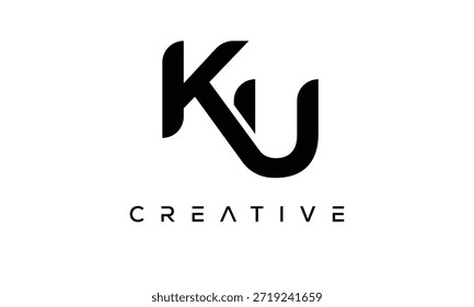 Letra KU Logotipo Monograma para identidade de marca criativa moderna