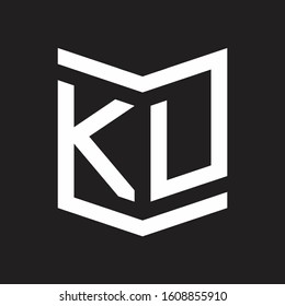 KU Logo Emblem Monogram With Shield Style Design Template Isolated On Black Background