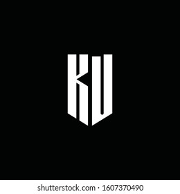 KU logo monogram with emblem style isolated on black background