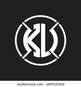 KU Logo monogram with four part circle slash rounded design template