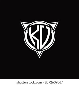 KU Logo monogram isolated with circle shape and three arrow design template