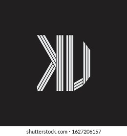 KU Logo monogram with outline style linked isolated on black background