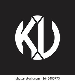 KU Logo monogram with piece circle ribbon style