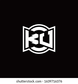 KU logo monogram with ribbon style circle rounded design template