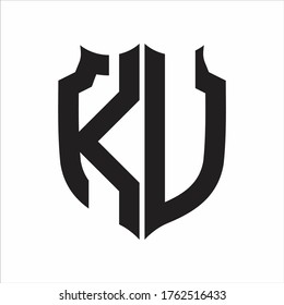 KU Logo-Schild-Design-Vorlage für Monogramme auf weißem Hintergrund