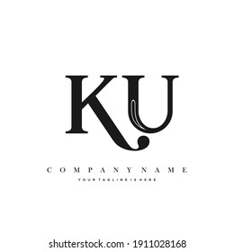 KU Minimal Luxury Initial Logo vector.