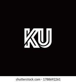 KU monogram logo with abstract line design template
