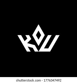 Logo de KU monograma con forma de corona plantilla de diseño de estilo lujoso