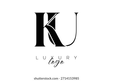 Logotipo de la tipografía del monograma de la letra de KU Serif para la identidad elegante de la marca de Premium