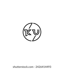 KU simple outline concept logo and circle of initial design black and white background