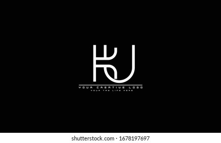 Plantilla de monograma del logotipo de vector abstracto de KU UK