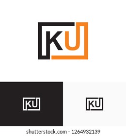 ku, uk letter or initial logo design template vector