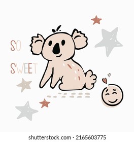 Kuala baby cute summer print. Sweet african animal