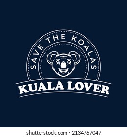 Kuala Logo Vintage Style. Kuala Graphic T Shirt Print. Kuala Text On Tshirt. Word Love. Wild life Font Calligraphy. Vector Illustration. 