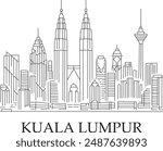 Kuala Lumpur City Line Draw Free Vector