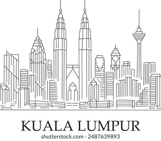 Línea de la ciudad de Kuala Lumpur dibuja Vector gratis