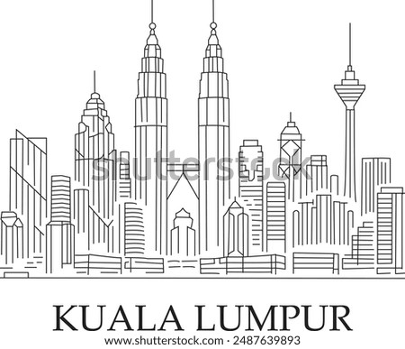 Kuala Lumpur City Line Draw Free Vector