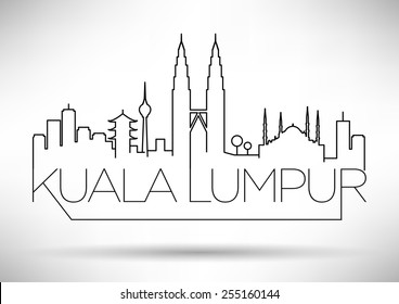 Kuala Lumpur City Line Silhouette Typographic Design