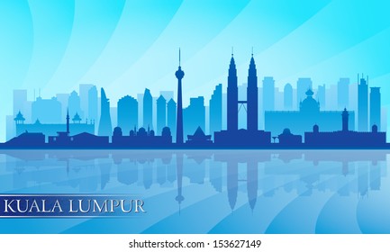 Kuala Lumpur city skyline detailed silhouette. Vector illustration