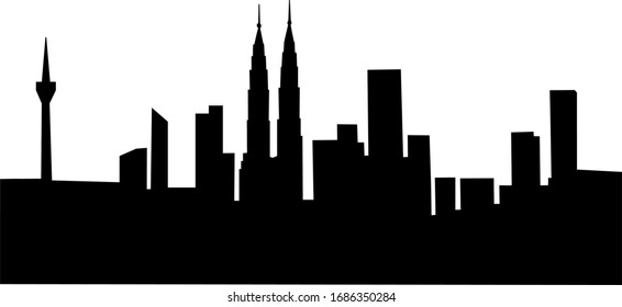 Kuala Lumpur city skyline in silhouette