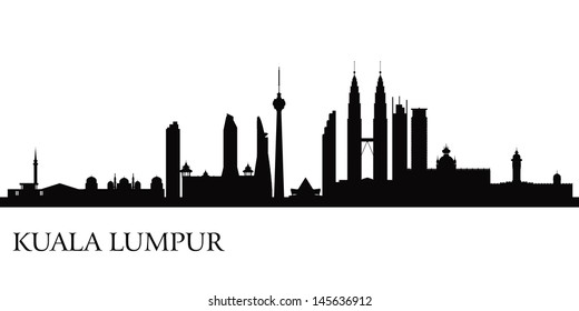 Kuala Lumpur city skyline. Vector silhouette illustration