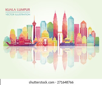 Kuala Lumpur detailed silhouette. Vector illustration