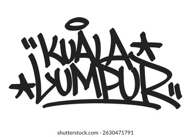 Kuala Lumpur graffiti tag in bold black lettering on white background. Clean urban style, perfect for vibrant Malaysian city culture, street vibes, and creative street art projects.