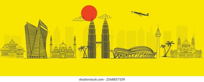 Kuala Lumpur Landmarks Illustration: Petronas Towers and Urban Charm