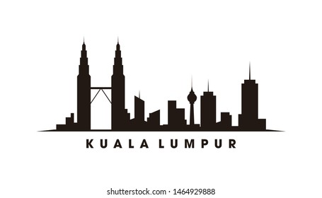 Kuala Lumpur and landmarks silhouette vector