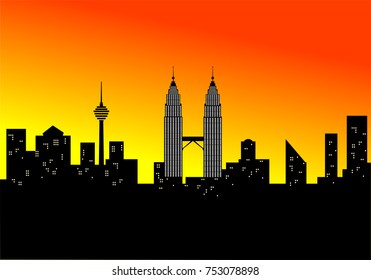 Kuala Lumpur, Malaysia Cityscape Vector