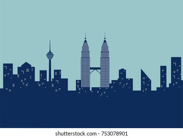 Kuala Lumpur, Malaysia Cityscape Vector