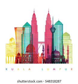 Kuala Lumpur, Malaysia detailed silhouette. Vector illustration