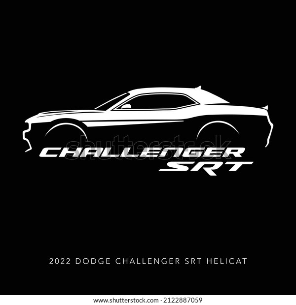 Kuala Lumpur, Malaysia - February 10 2022: 2022 Dodge\
Challenger SRT Hellcat. American Muscle Car Graphic. For posters,\
wall arts and apparel print. Editable and scalable vector\
illustration EPS 10.