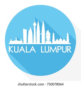 Kuala Lumpur Malaysia Flat Icon Skyline Silhouette Design City Vector Art Famous Buildings.