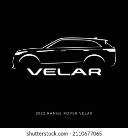 Kuala Lumpur, Malaysia - January 22 2022: 2022 Range Rover Velar. Iconic Car Graphic. For cards, posters, wall arts and apparel print. Editable and scalable vector illustration EPS 10.