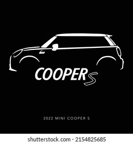 Kuala Lumpur, Malaysia - May 11 2022: 2022 Mini Cooper S. Iconic Sports Car Graphic. For Posters, Wall Arts And Apparel Print. Editable And Scalable Vector Illustration EPS 10.