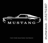 Kuala Lumpur, Malaysia - May 5 2022: 1969 Ford Mustang Fastback. American Muscle Car Graphic. Scalable and editable EPS 10 vector graphic ideal for poster, wall arts, cards and apparel print