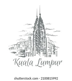 Kuala Lumpur Malaysia Sketch Hand 260nw 2100815992 